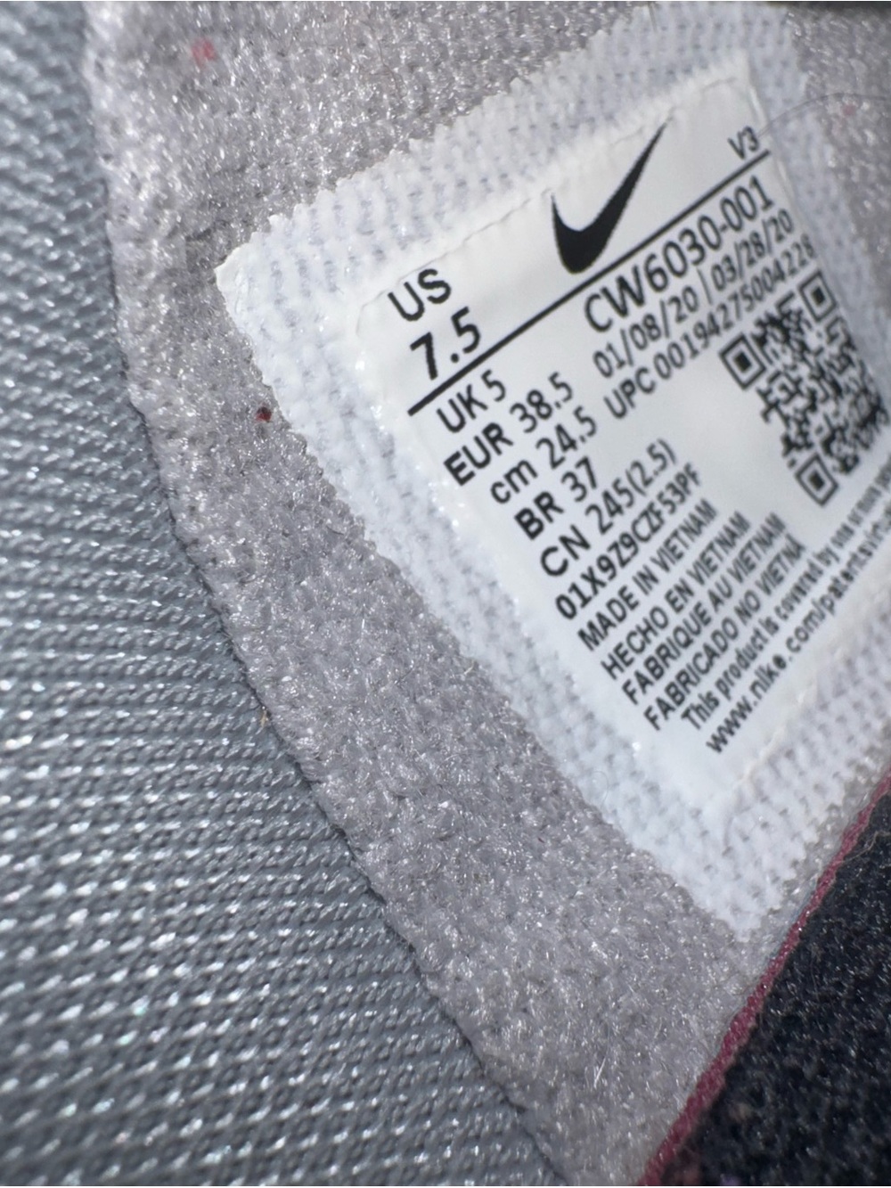 Nike Air Force 1 Shadow Metallic Silver Hyper Blue Pink Sneakers Women’s 7.5 - Picture 13 of 17